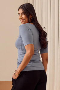 Bamboo Above Elbow Scoop Maternity Top