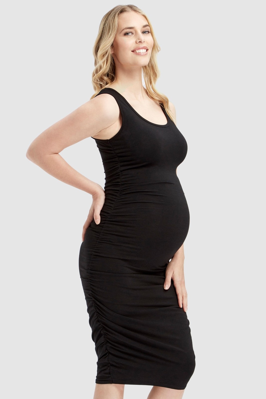 Organic Bamboo Ruched Tank Maternity Dress Dress from Bamboo Body maternity online store brisbane sydney perth australia
