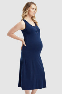Thumbnail for Organic Bamboo Henley Maternity Tank Dress Dress from Bamboo Body maternity online store brisbane sydney perth australia
