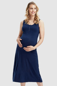 Thumbnail for Organic Bamboo Henley Maternity Tank Dress Dress from Bamboo Body maternity online store brisbane sydney perth australia