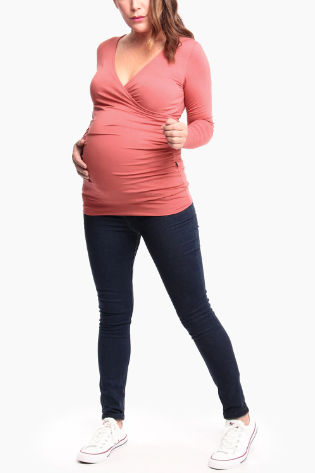 Flattering Maternity Wrap Top Maternity Top from Cherry Melon maternity online store brisbane sydney perth australia