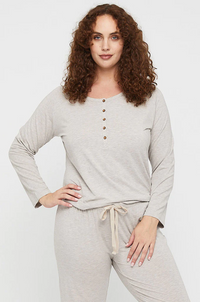 Organic Bamboo Long Sleeve Nursing Henley Top Nursing Top from Bamboo Body maternity store australia