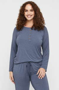 Organic Bamboo Long Sleeve Nursing Henley Top Nursing Top from Bamboo Body maternity store australia