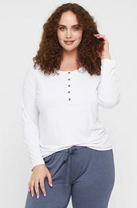 Organic Bamboo Long Sleeve Nursing Henley Top Nursing Top from Bamboo Body maternity store australia