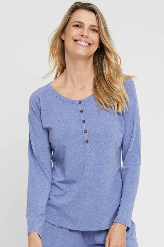 Organic Bamboo Long Sleeve Nursing Henley Top Nursing Top from Bamboo Body maternity online store brisbane sydney perth australia