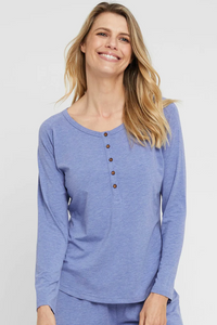 Organic Bamboo Long Sleeve Nursing Henley Top Nursing Top from Bamboo Body maternity store australia