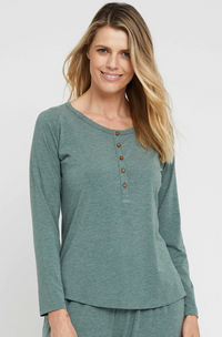 Organic Bamboo Long Sleeve Nursing Henley Top Nursing Top from Bamboo Body maternity store australia