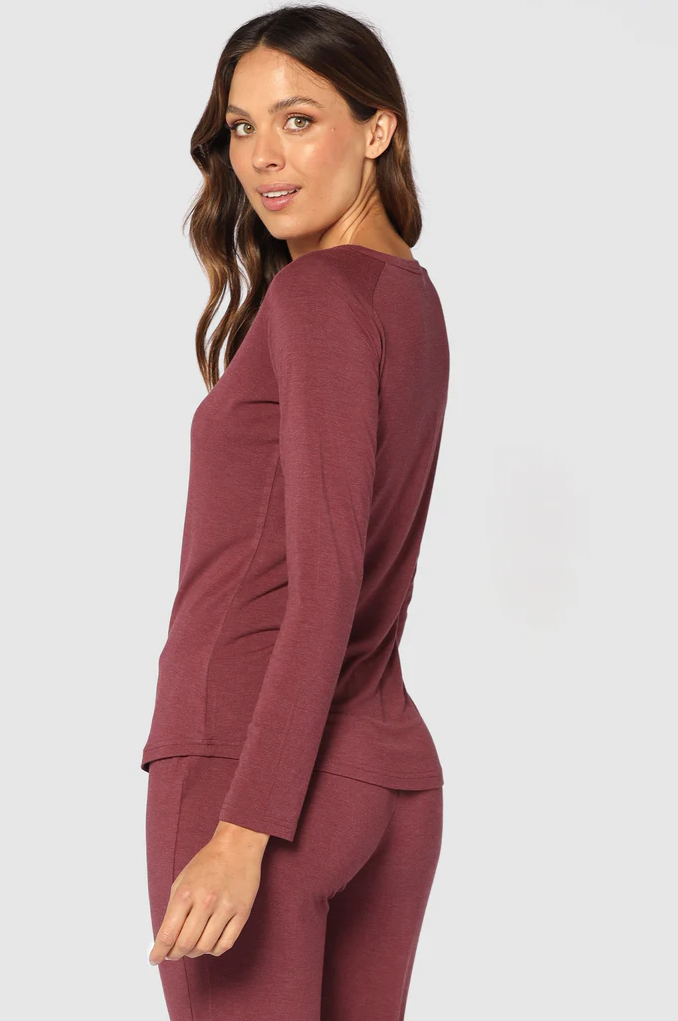 Organic Bamboo Long Sleeve Nursing Henley Top Nursing Top from Bamboo Body maternity online store brisbane sydney perth australia