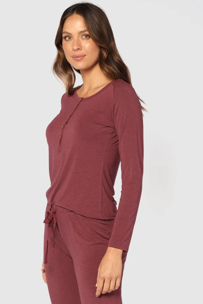 Organic Bamboo Long Sleeve Nursing Henley Top Nursing Top from Bamboo Body maternity online store brisbane sydney perth australia