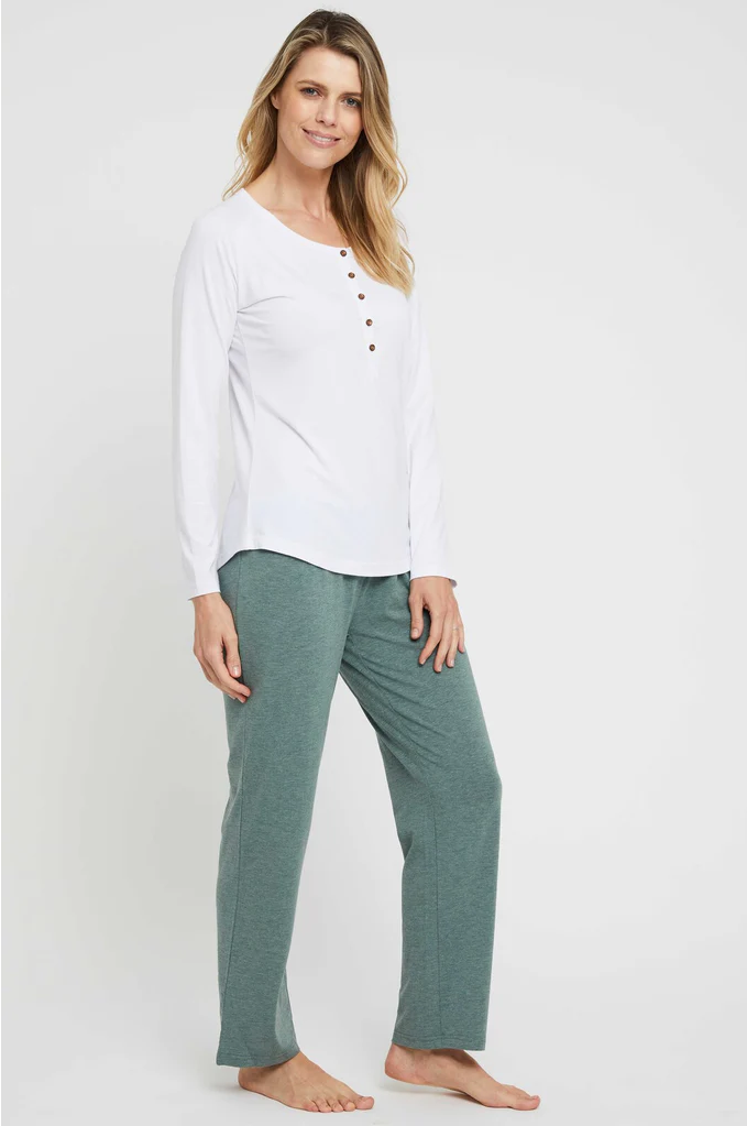 Organic Bamboo Long Sleeve Nursing Henley Top Nursing Top from Bamboo Body maternity online store brisbane sydney perth australia