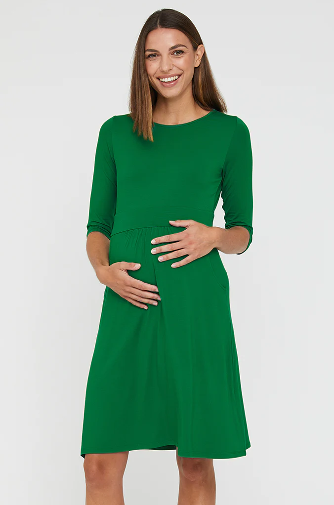 Organic Bamboo 3/4 Sleeve Beth Maternity Dress  from Bamboo Body maternity online store brisbane sydney perth australia