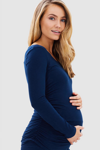 Thumbnail for Organic Bamboo Long Sleeve Ruched Maternity Top Maternity Top from Bamboo Body maternity online store brisbane sydney perth australia