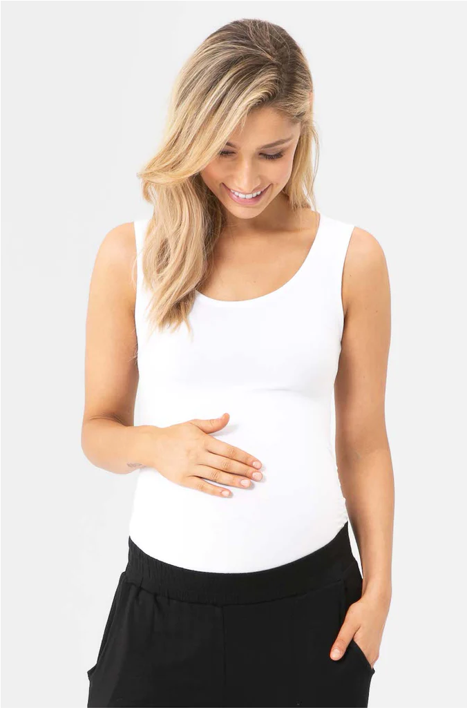 Organic Bamboo Ruched Maternity Singlet Tank Top from Bamboo Body maternity online store brisbane sydney perth australia